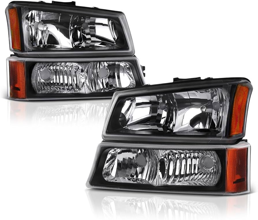 Clear Black/ Amber Headlights | 03-06 Chevy Silverado