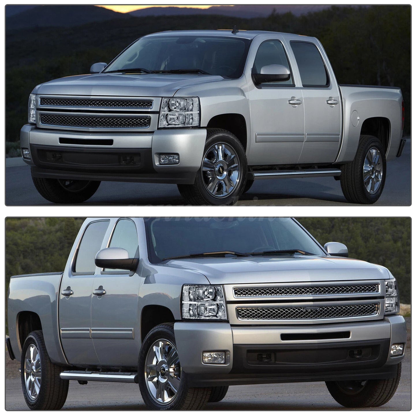 Chrome Headlights / Clear Reflector 2007-2013 Chevy Silverado