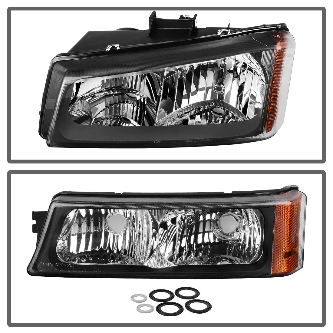 Clear Black/ Amber Headlights | 03-06 Chevy Silverado