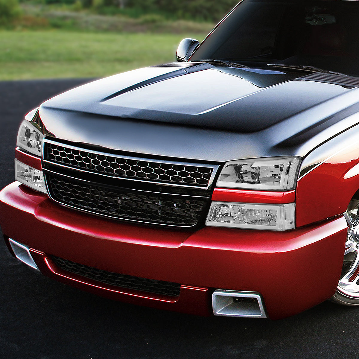 Clear Chrome C DRL Headlights | 03-06 Chevy Silverado
