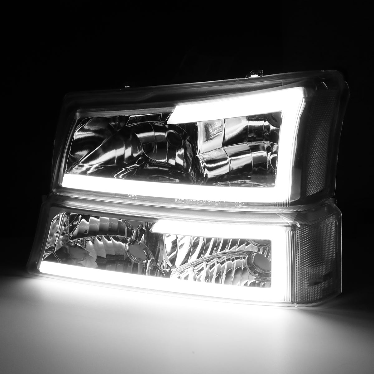 Clear Chrome C DRL Headlights | 03-06 Chevy Silverado