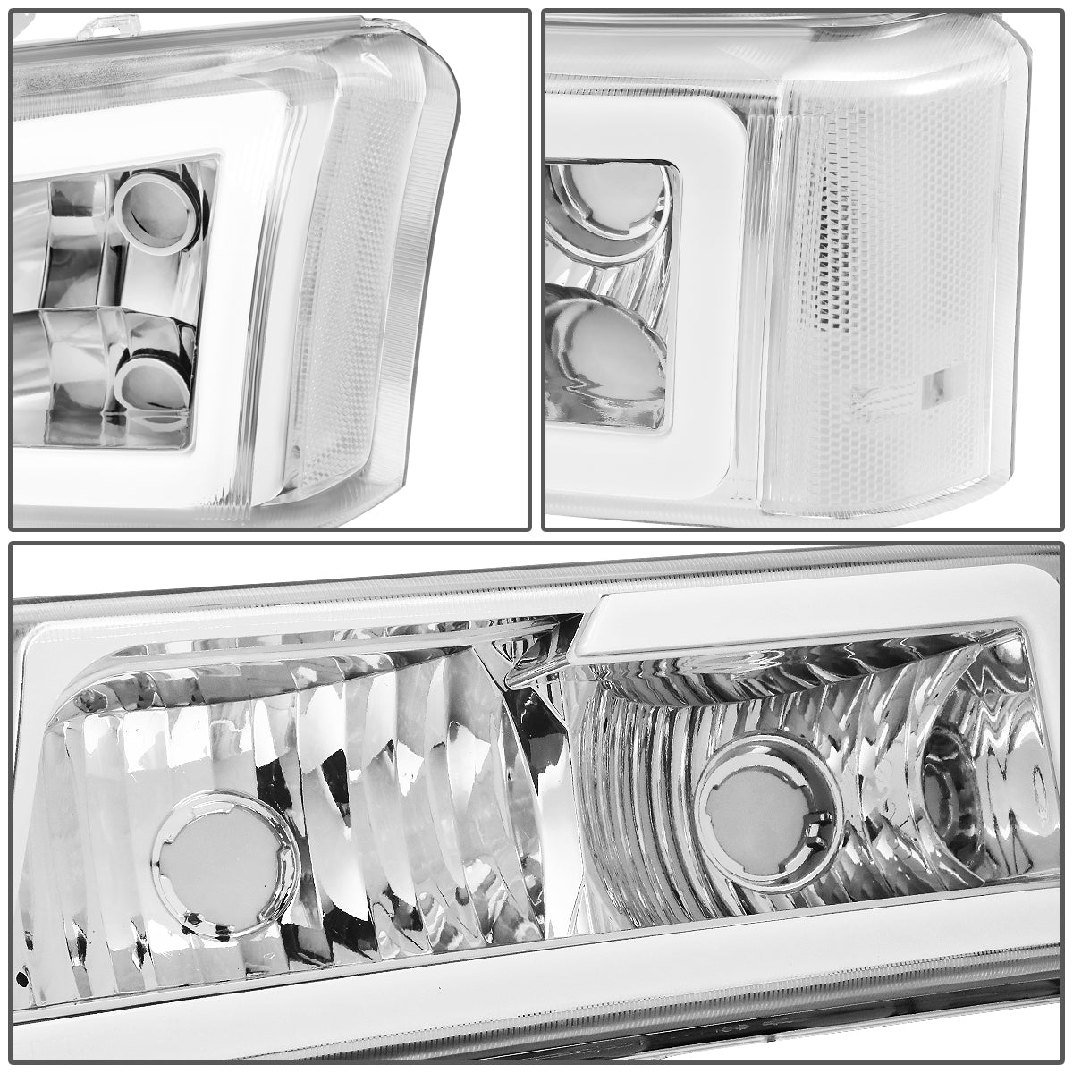 Clear Chrome C DRL Headlights | 03-06 Chevy Silverado