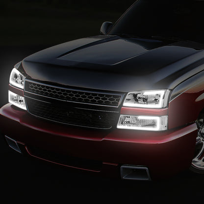 Clear Chrome C DRL Headlights | 03-06 Chevy Silverado