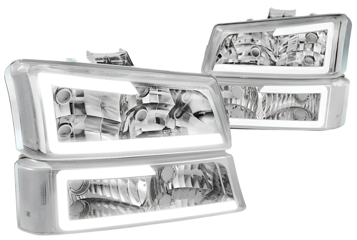 Clear Chrome C DRL Headlights | 03-06 Chevy Silverado