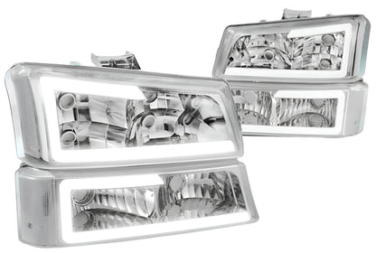 Clear Chrome C DRL Headlights | 03-06 Chevy Silverado