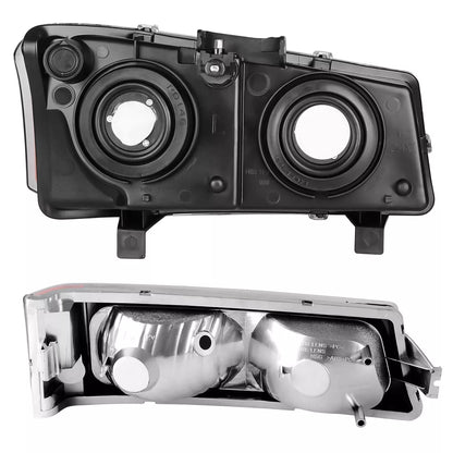 Clear Black/ Amber Headlights | 03-06 Chevy Silverado