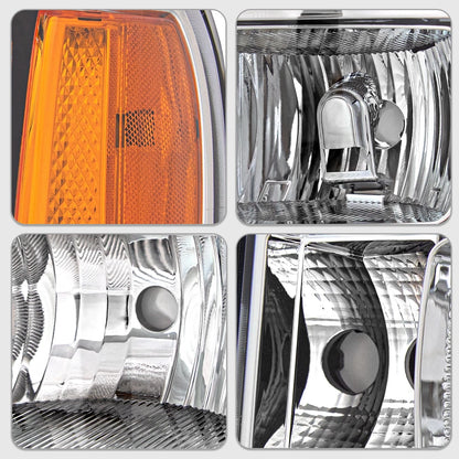Chrome Headlights / Amber Reflector 2007-2013 GMC Sierra