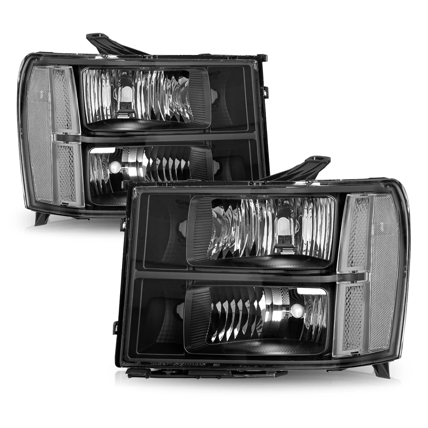 Black Headlights / Clear Reflector 2007-2013 GMC Sierra