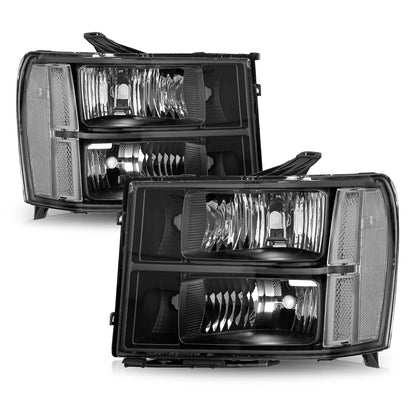 Black Headlights / Clear Reflector 2007-2013 GMC Sierra