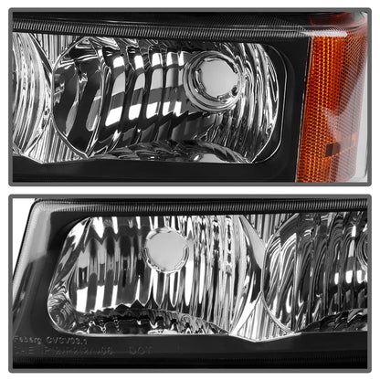Clear Black/ Amber Headlights | 03-06 Chevy Silverado