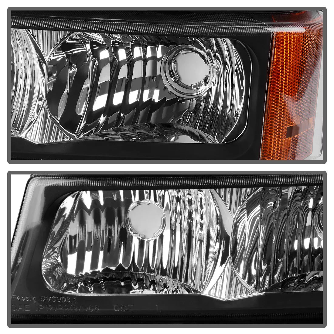 Clear Black/ Amber Headlights | 03-06 Chevy Silverado