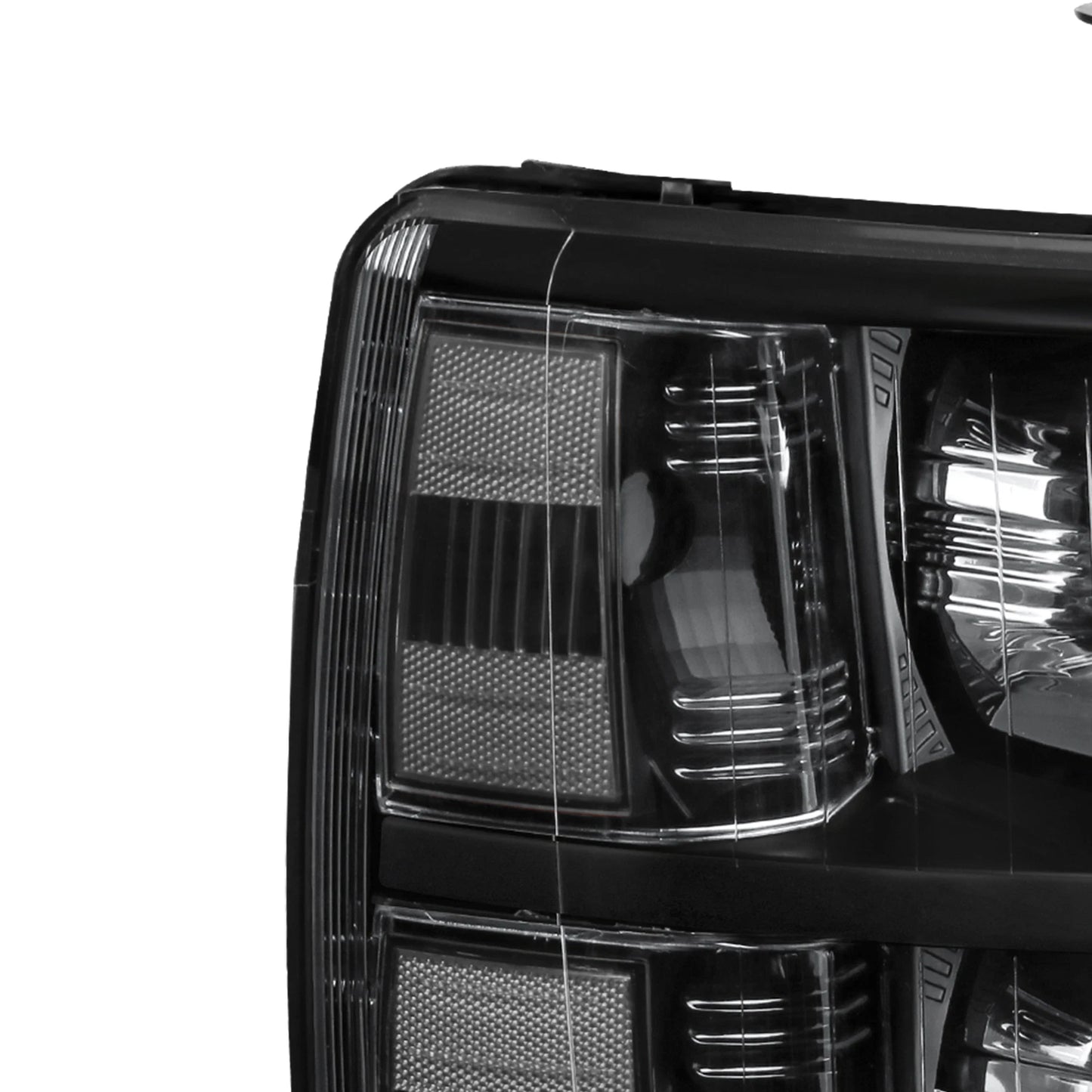 Black Headlights / Clear Reflector 2007-2013 Chevy Silverado