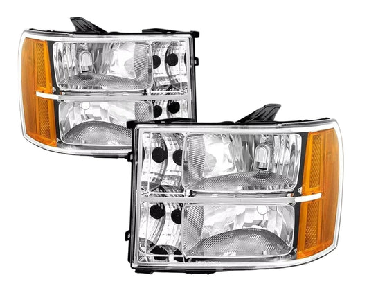 Chrome Headlights / Amber Reflector 2007-2013 GMC Sierra
