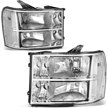 Chrome Headlights / Clear Reflector 2007-2013 GMC Sierra