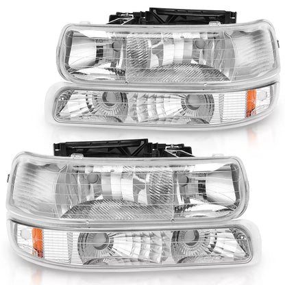 Clear Chrome Headlights | 99-02 Chevy Silverado | 00-06 Suburban/Tahoe