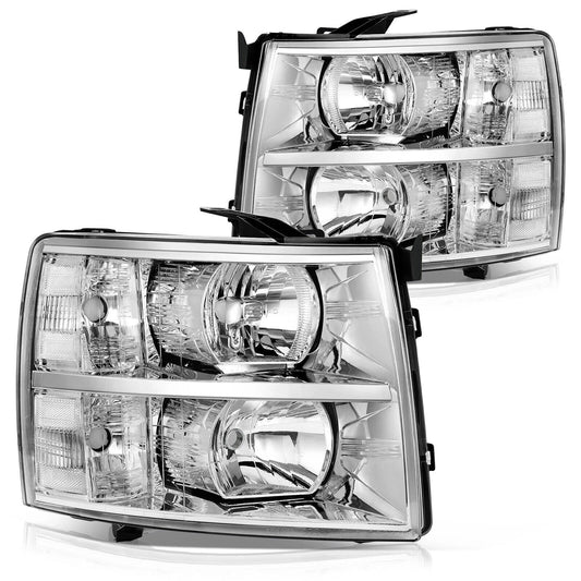Chrome Headlights / Clear Reflector 2007-2013 Chevy Silverado