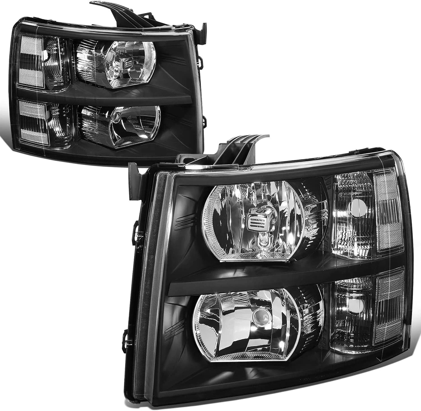 Black Headlights / Clear Reflector 2007-2013 Chevy Silverado