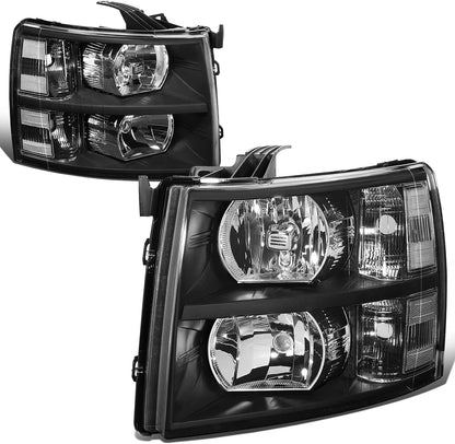 Black Headlights / Clear Reflector 2007-2013 Chevy Silverado