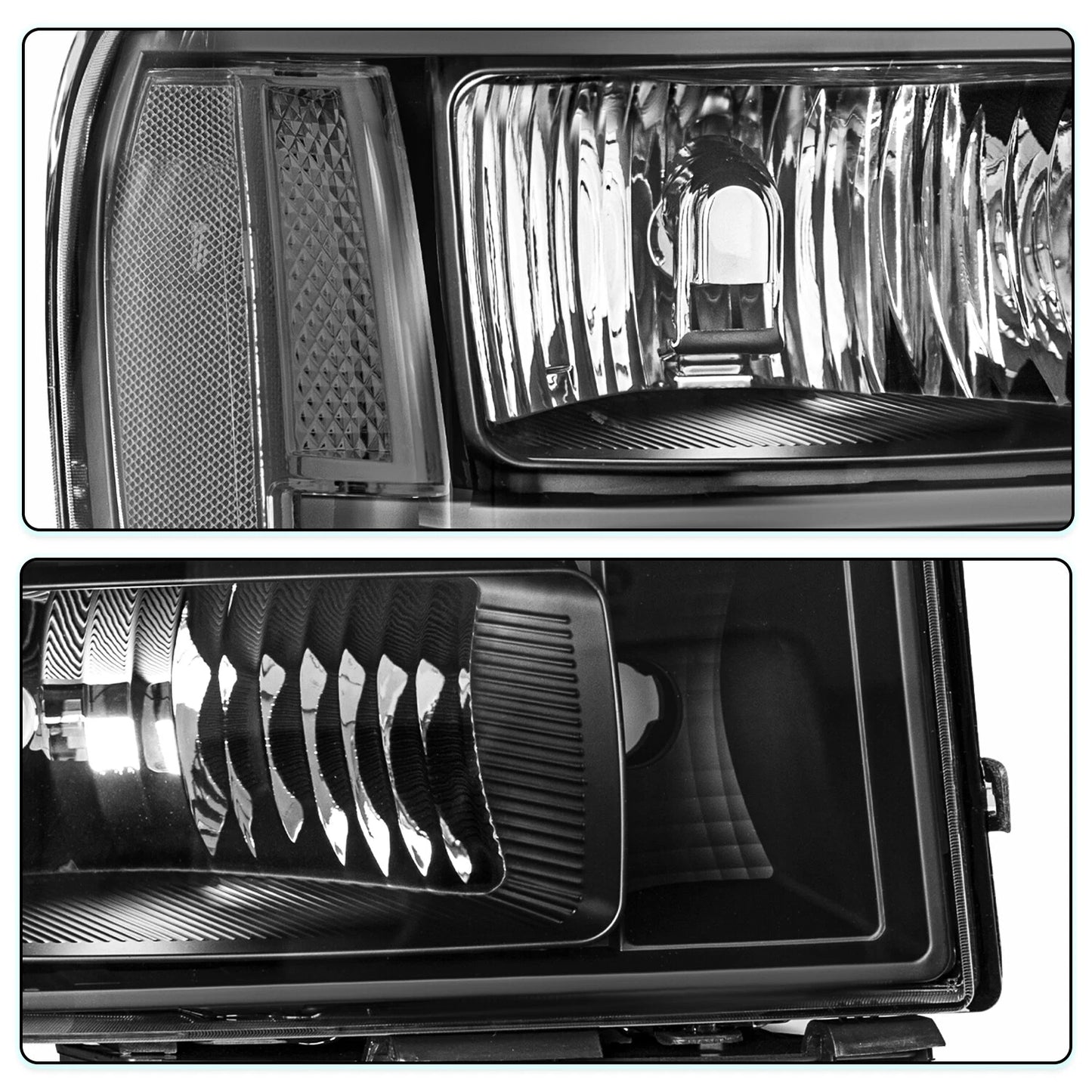 Black Headlights / Clear Reflector 2007-2013 GMC Sierra
